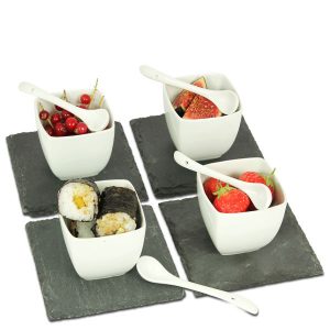 Natural living NLST006 12 Piece Slate Tapas Set – White / Slate