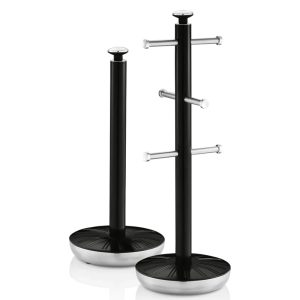 Swan  SWKA1054BN Retro Towel Pole and Mug Set – Black Brand New