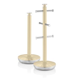 Swan  SWKA1054CN Retro Towel Pole and Mug Set- Cream Brand New