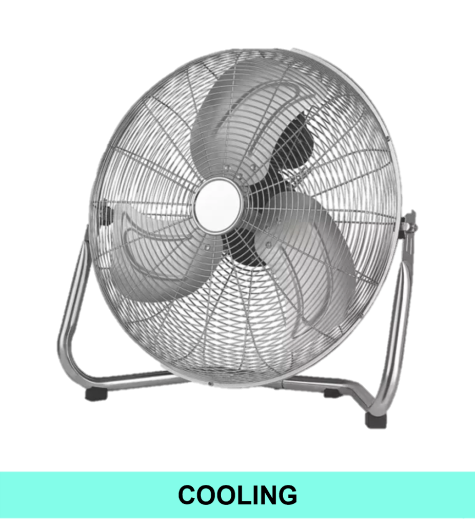 Fans, Air conditioning and Air coolers