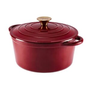 Barbary & Oak 24cm Round Casserole Dish Cast Iron Red
