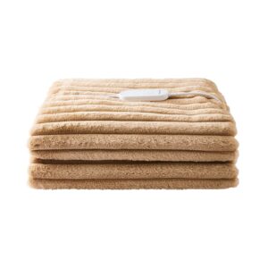Morphy Richards EverCosy Large Luxury Striped Fleece Electric Heated Throw Mocha