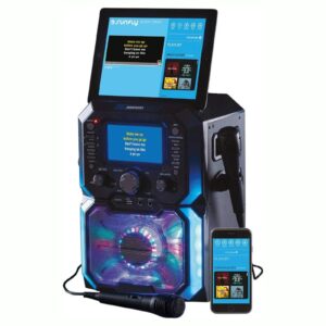 Daewoo Bluetooth Portable Karaoke Machine with 2 Wired Microphones White