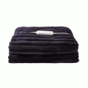 Morphy Richards EverCosy Small Luxury Striped Fleece Electric Heated Throw Navy Blue